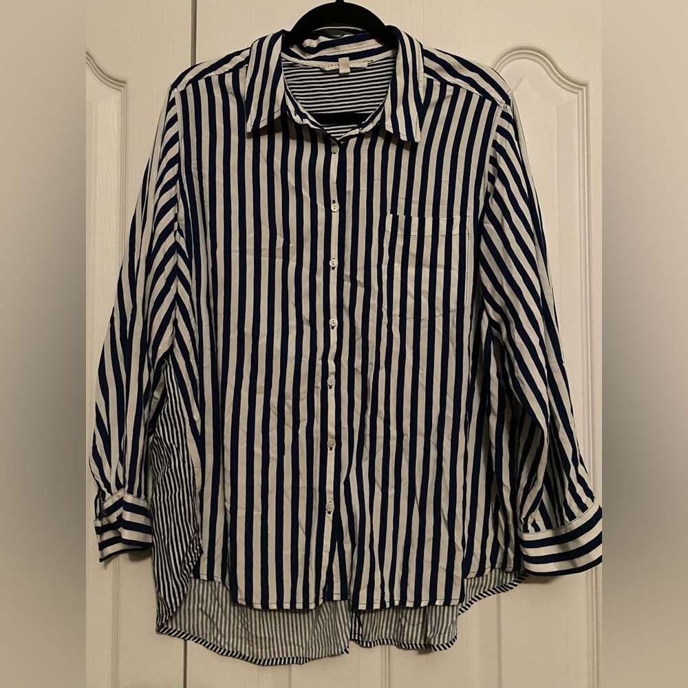 Jane and Delancey Blue and White Striped Blouse